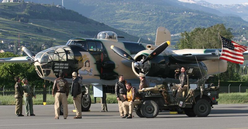 B-25 Bomber Aircraft — Green, Calm
