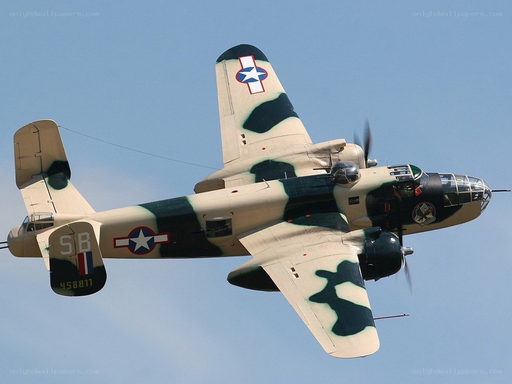 B-25 bomber in flight