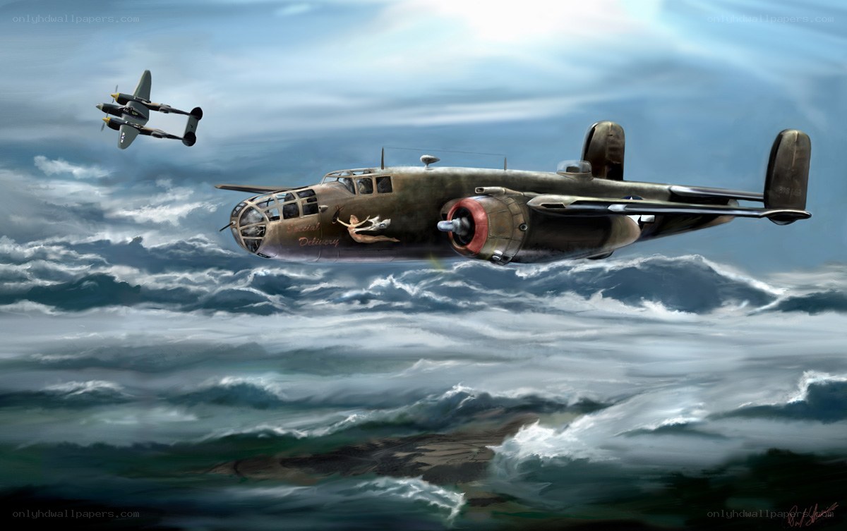B-25 bomber in flight