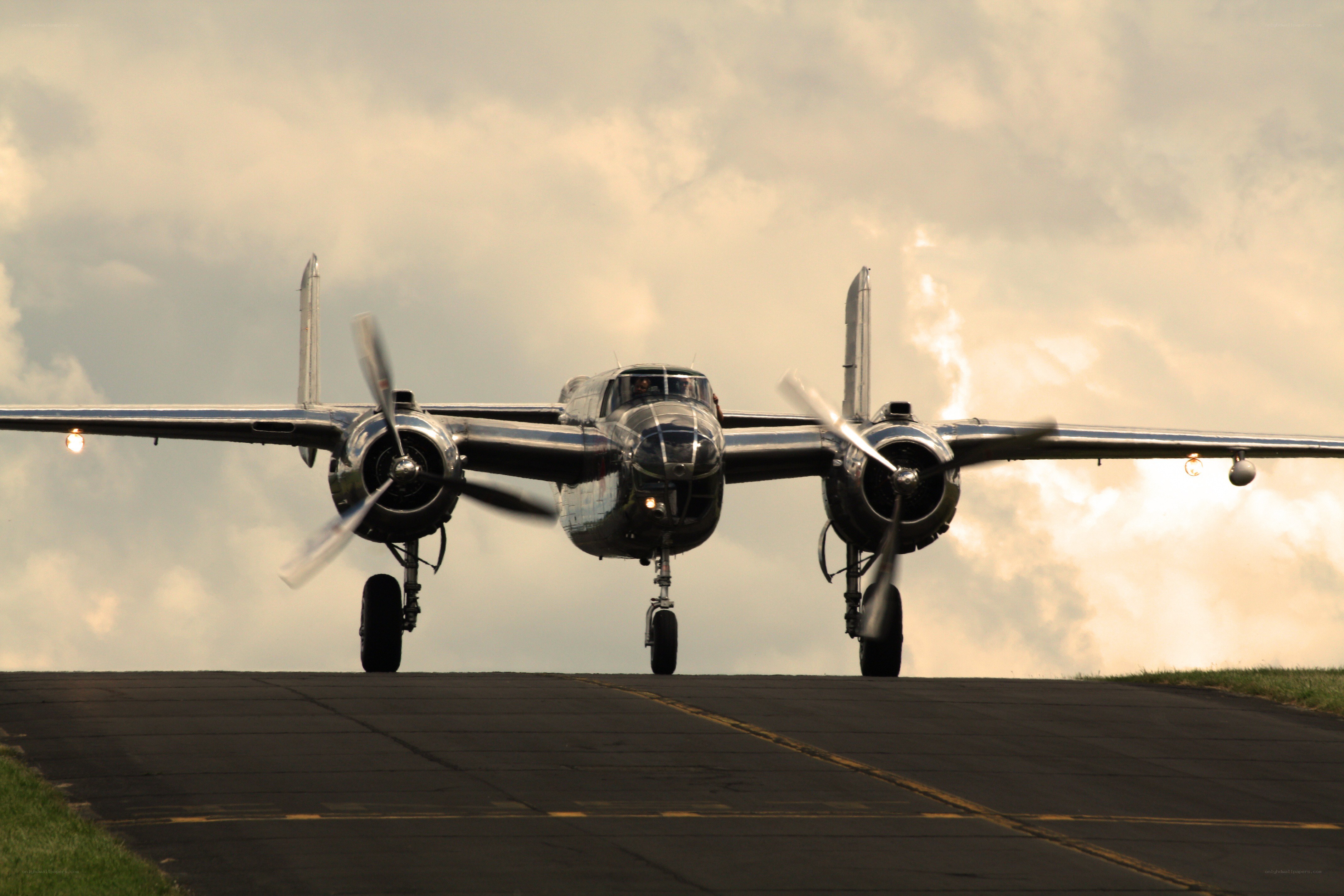 B-25 bomber on runway