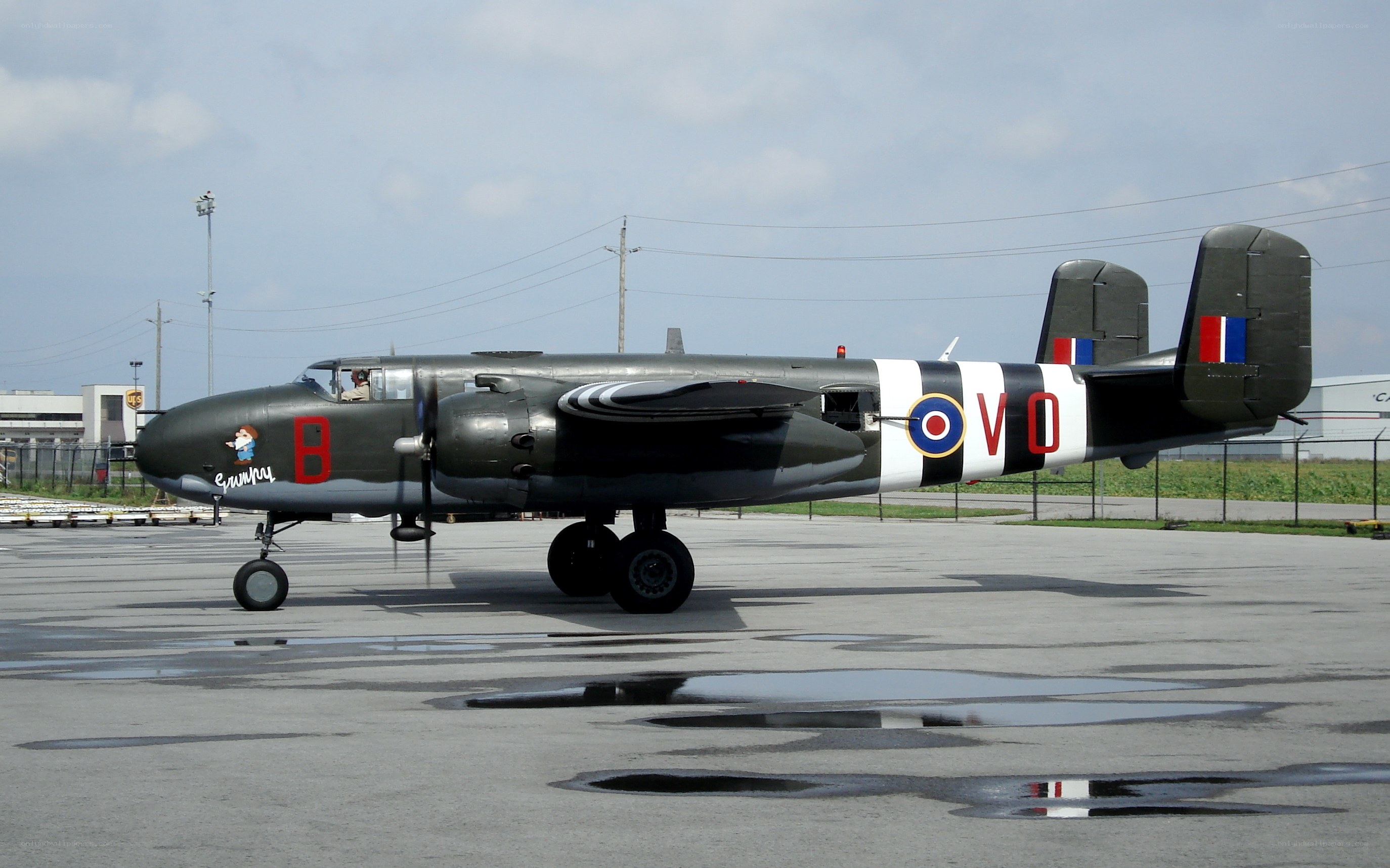 B-25 bomber on tarmac