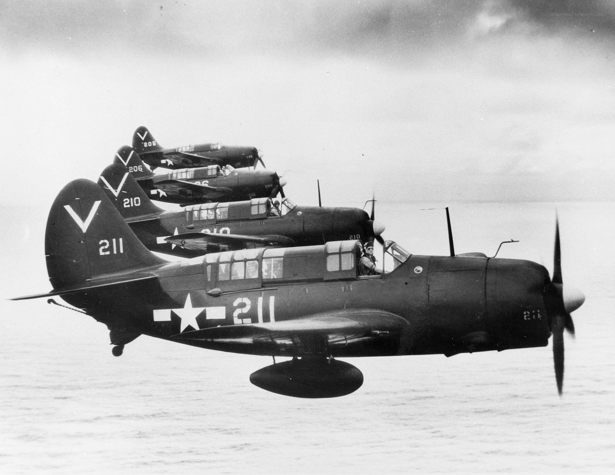 B-25 Mitchell bombers in formation