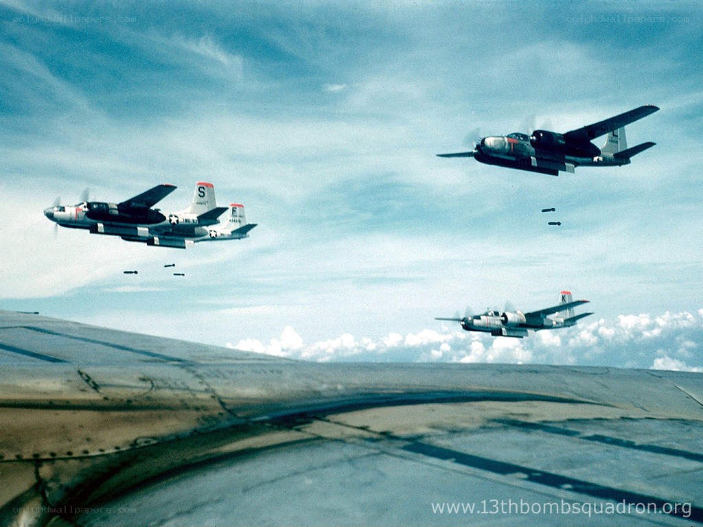 B-26 bombers in flight