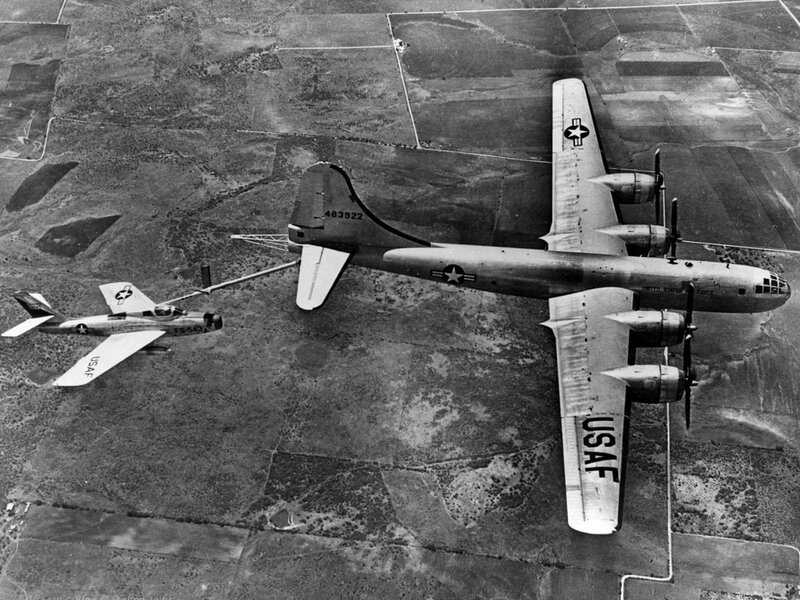 B-29 and F-84 in flight