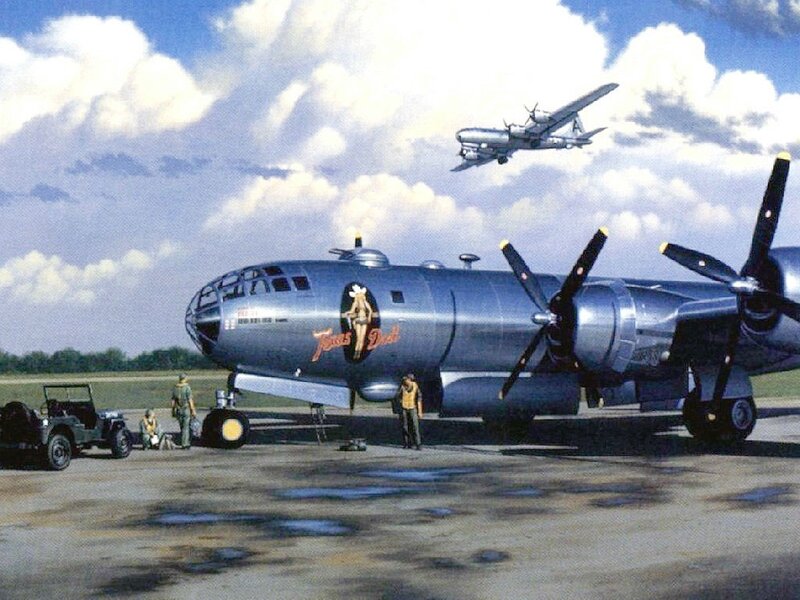 B-29 bomber on airfield