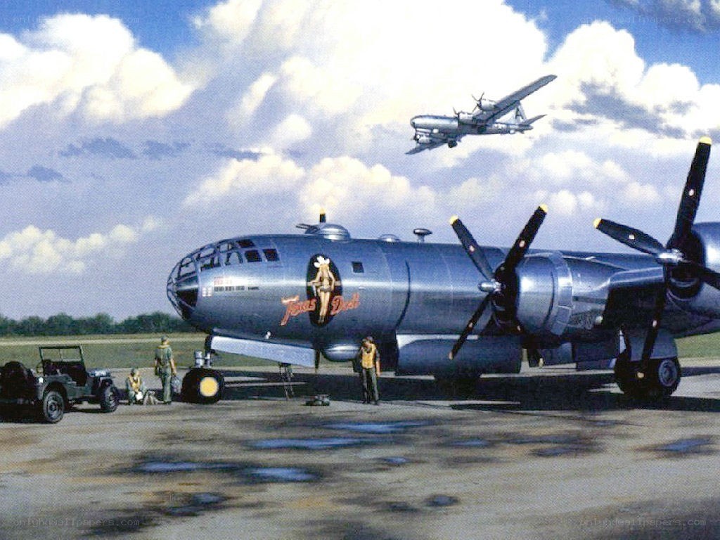 B-29 bomber on airfield