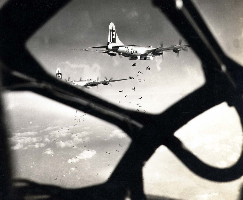 B-29 bombers dropping bombs
