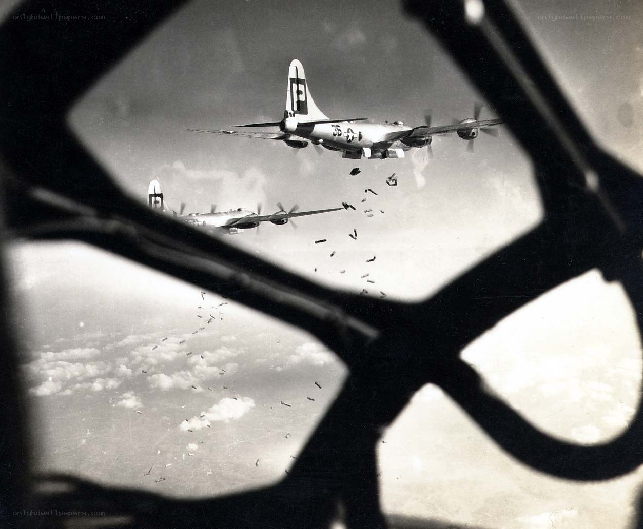 B-29 bombers dropping bombs