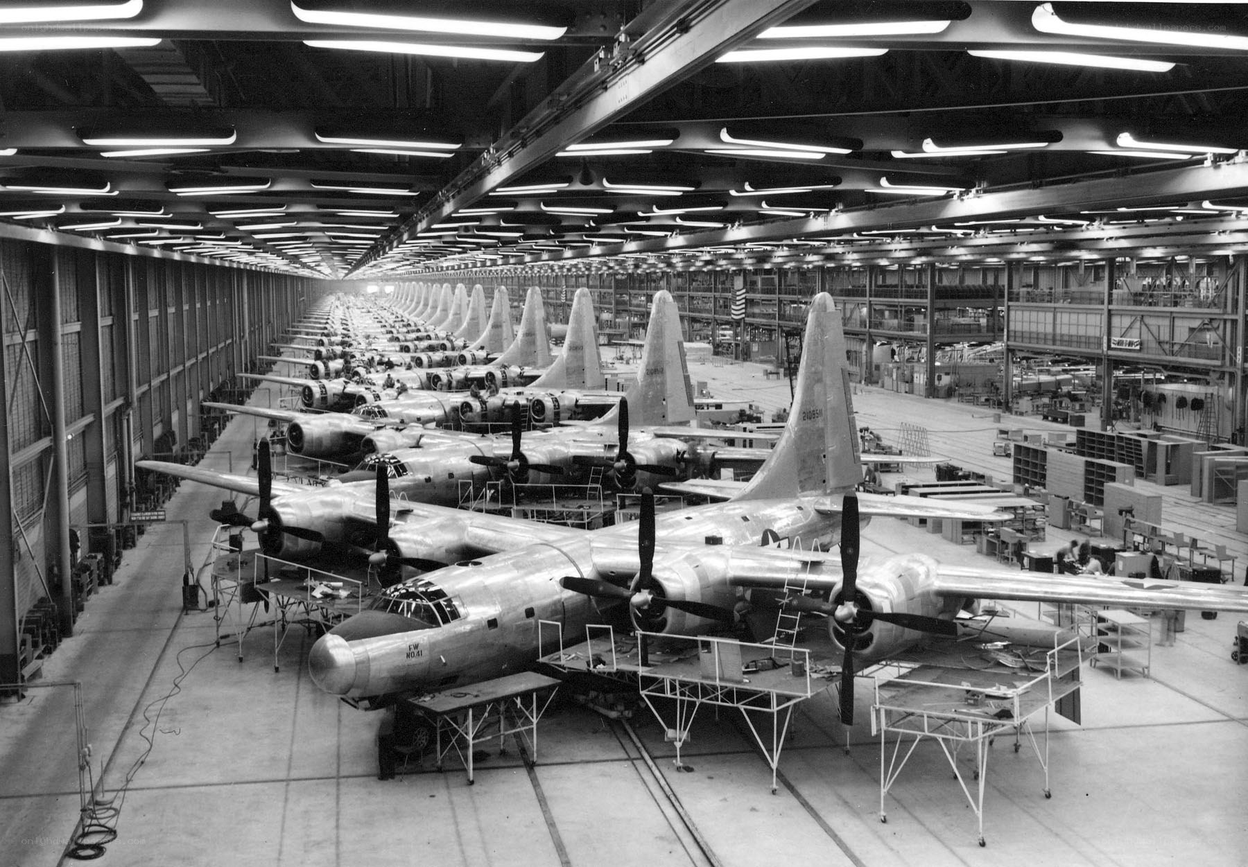 B-29 bombers in assembly line