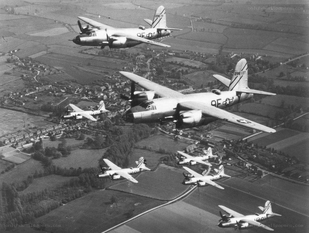 B-29 bombers in formation