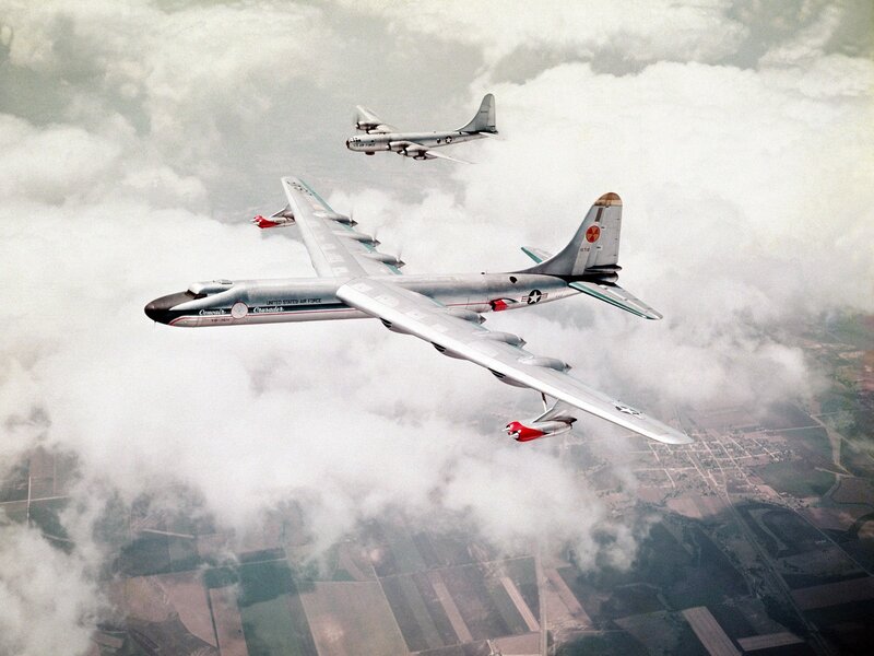 B-36 Bomber Aircraft — Gray, Dramatic, Afternoon