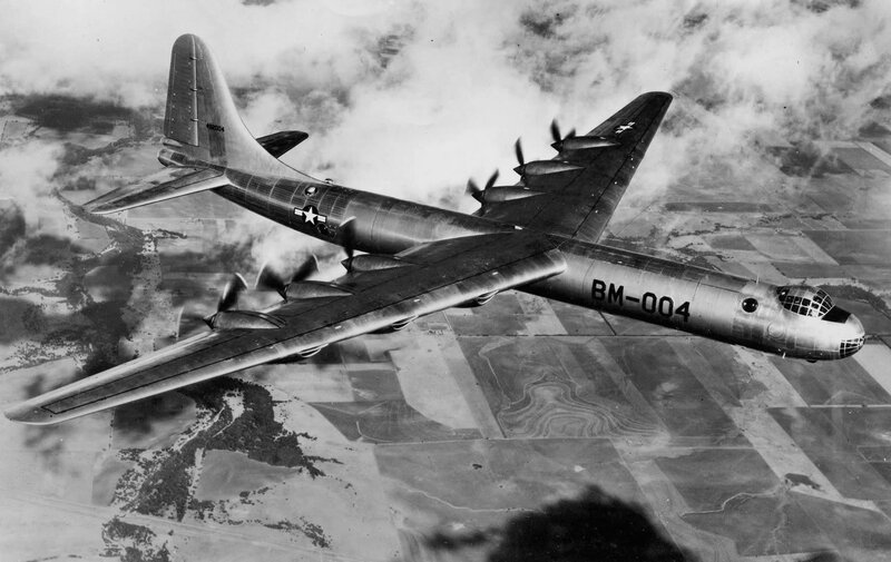 B-36 Bomber in Flight — Black