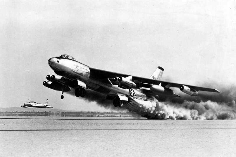 B-47 bomber taking off