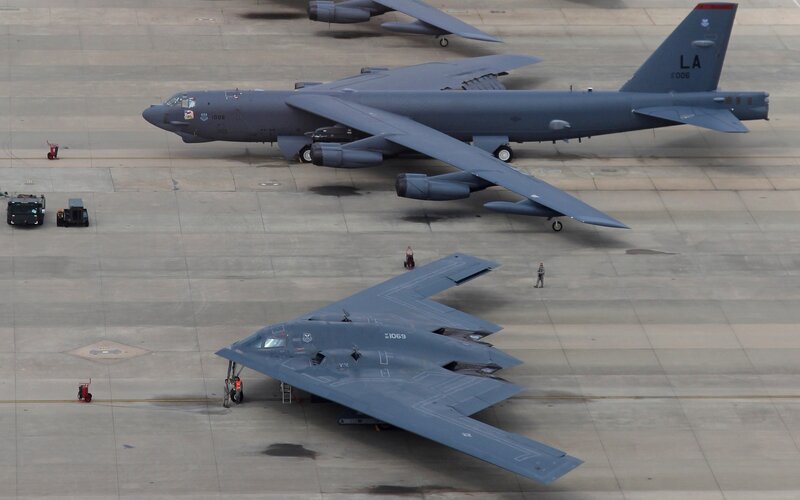B-52 and B-2 Bombers — Gray, Industrial