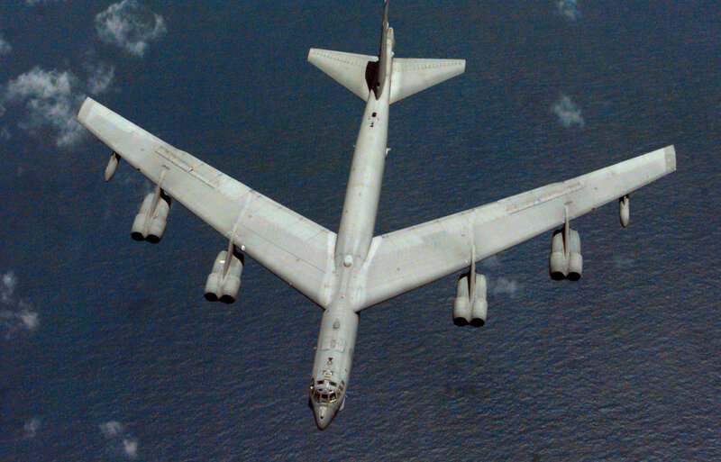 B-52 Bomber Aircraft — Gray, Aerial
