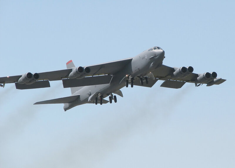 B-52 Bomber Aircraft — Gray, Calm, Afternoon, Photograph, Wings