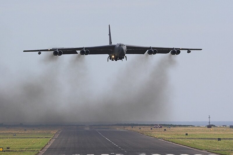 B-52 Bomber Aircraft — Gray, Dramatic, Afternoon