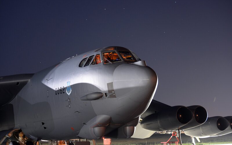 B-52 Bomber Aircraft — Gray, Dramatic, Night
