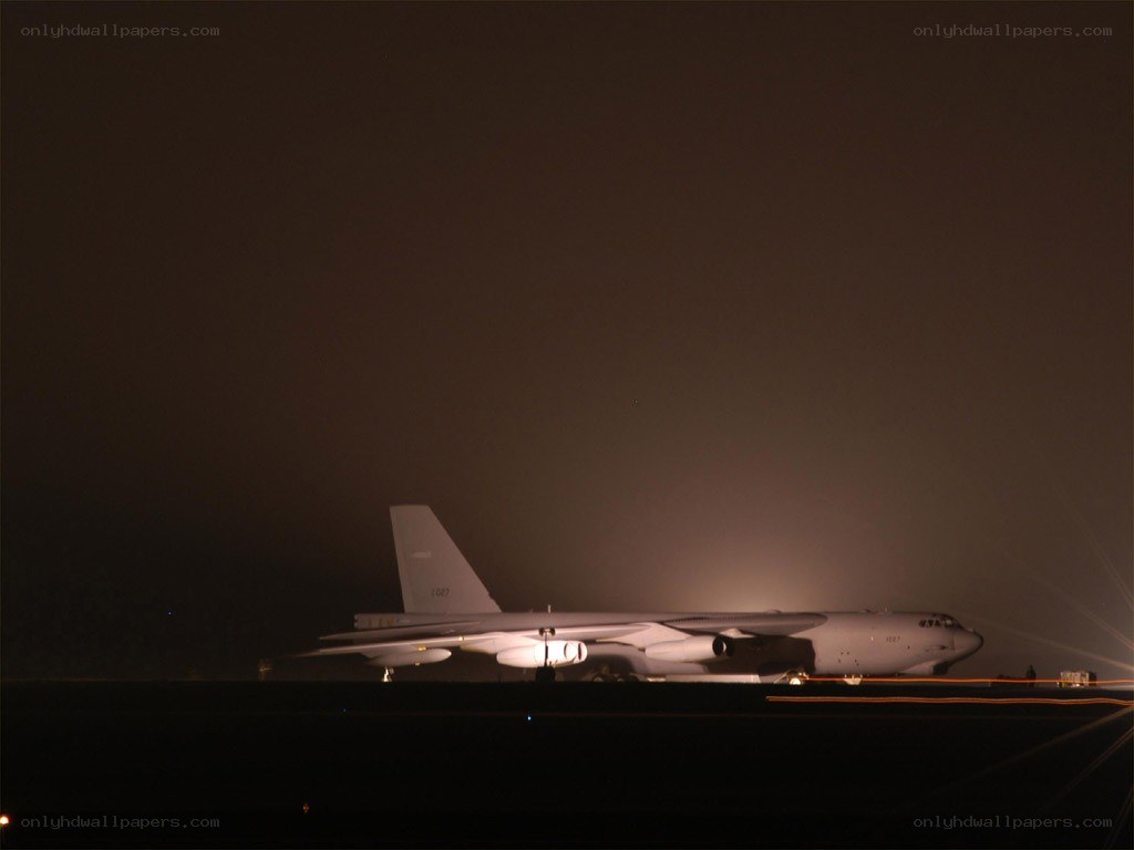 B-52 bomber at night