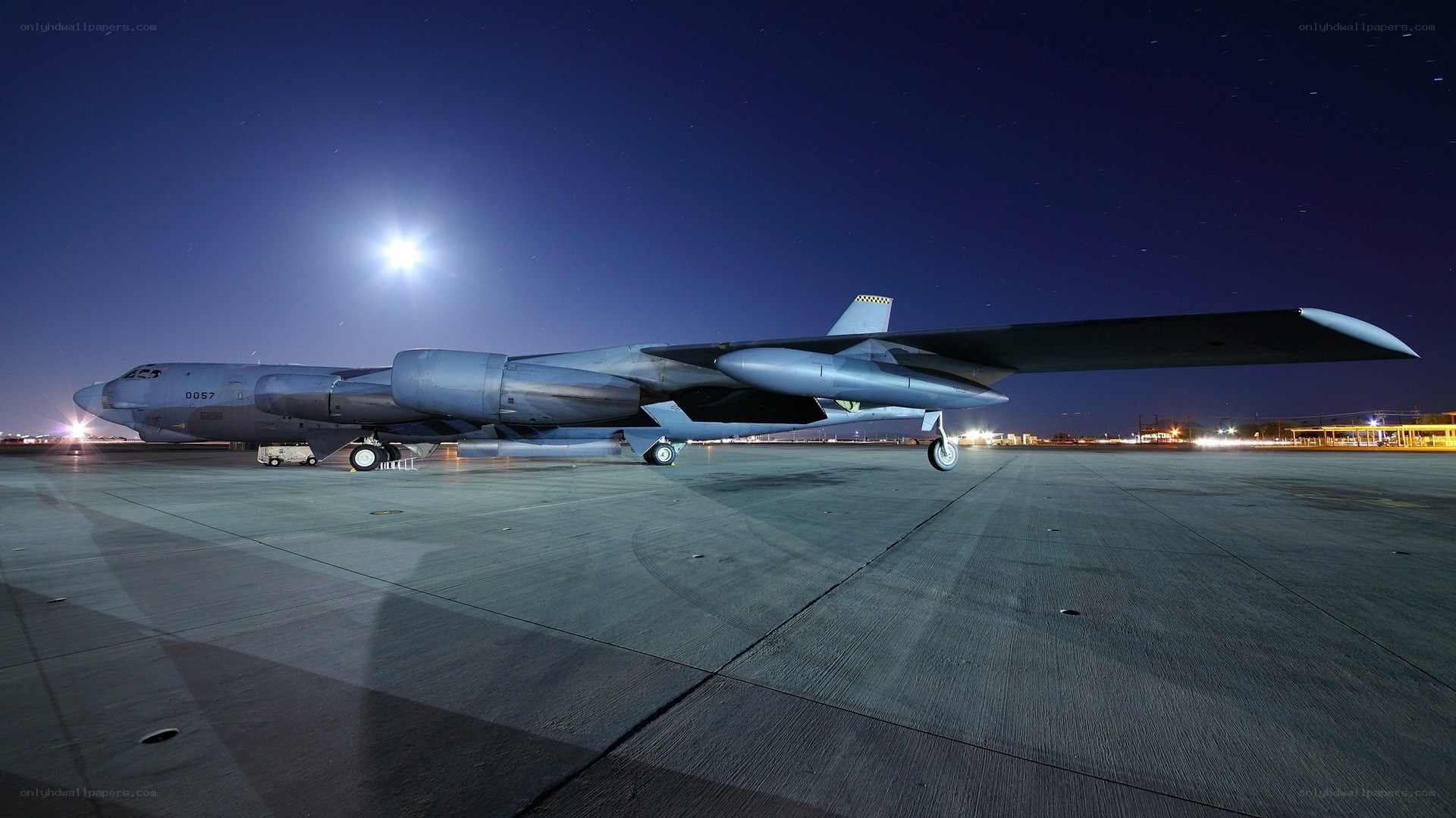 B-52 bomber at night