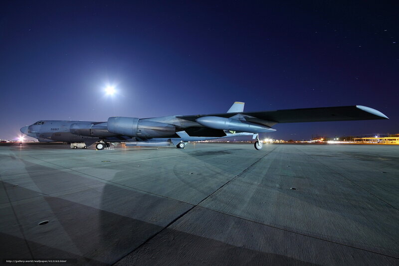 B-52 bomber at night
