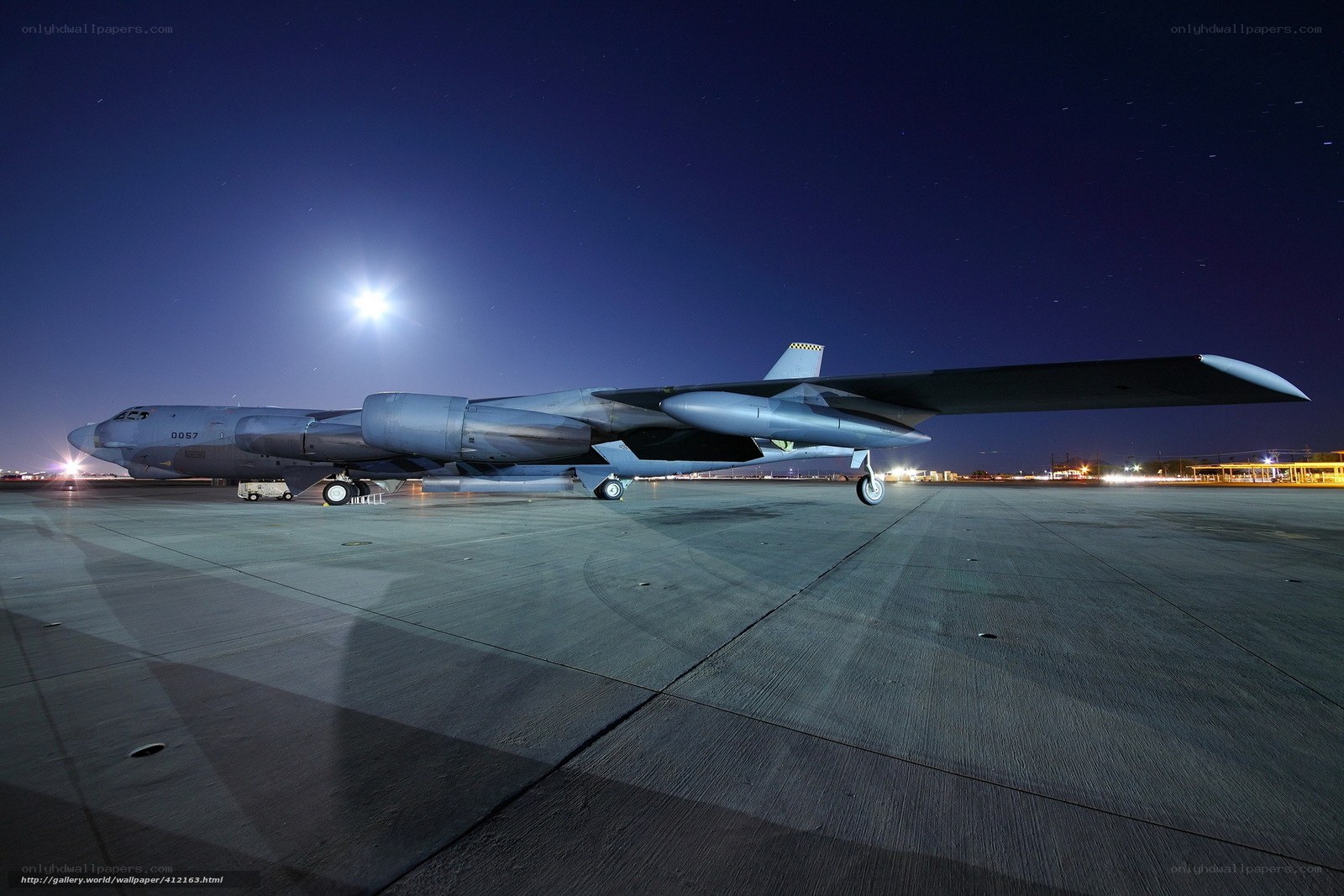 B-52 bomber at night
