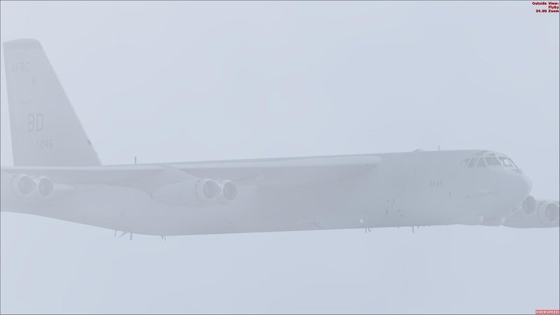 B-52 bomber in fog
