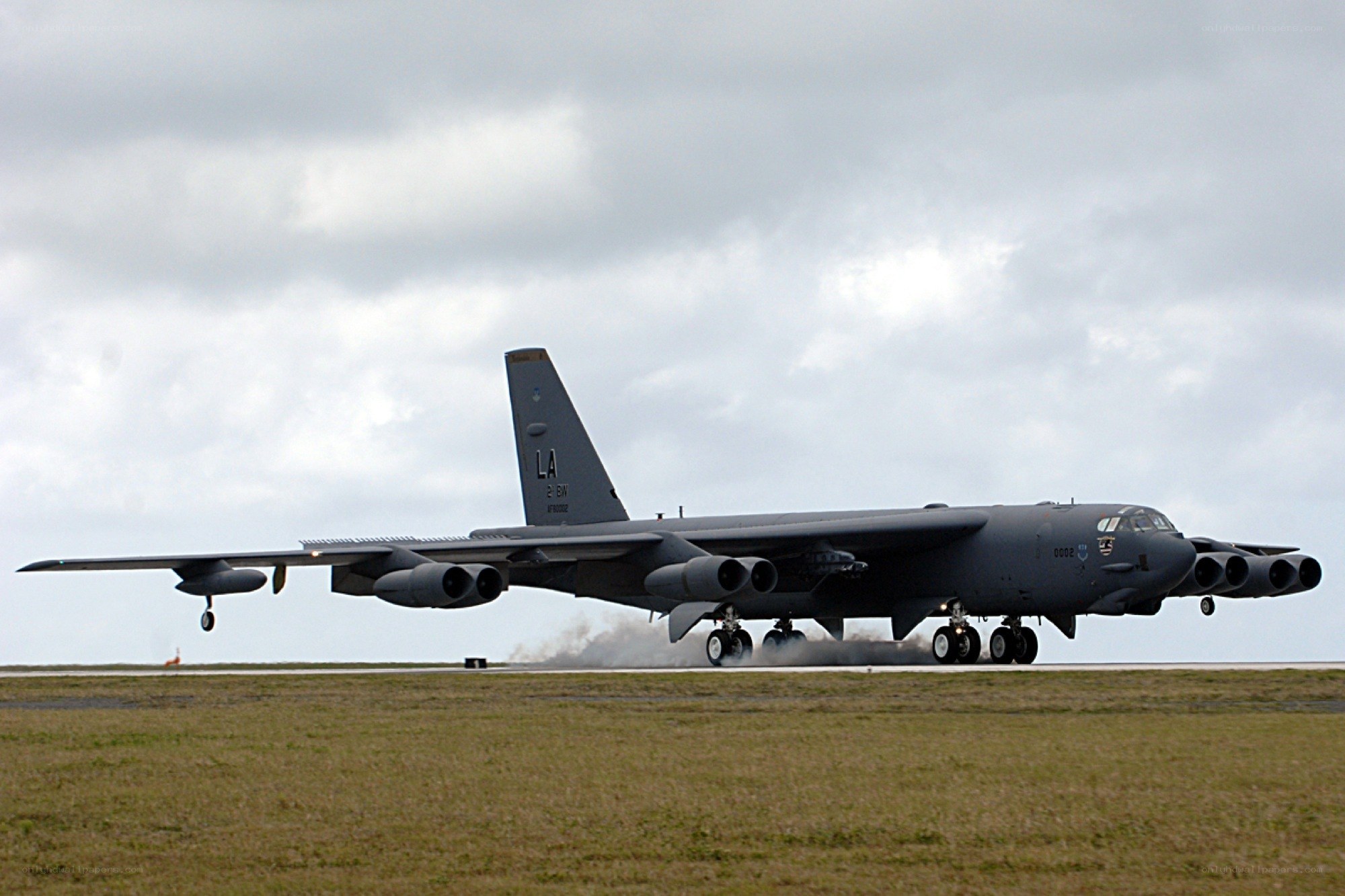 B-52 bomber on runway