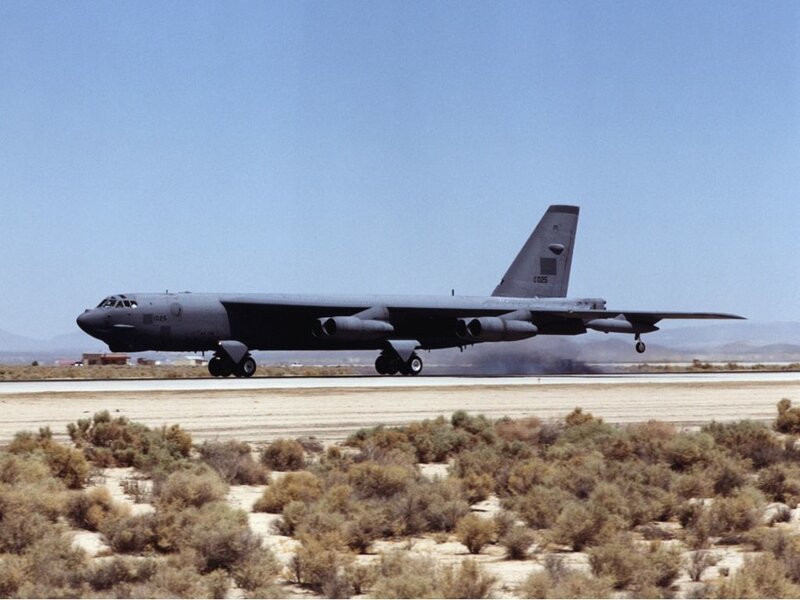 B-52 bomber on runway