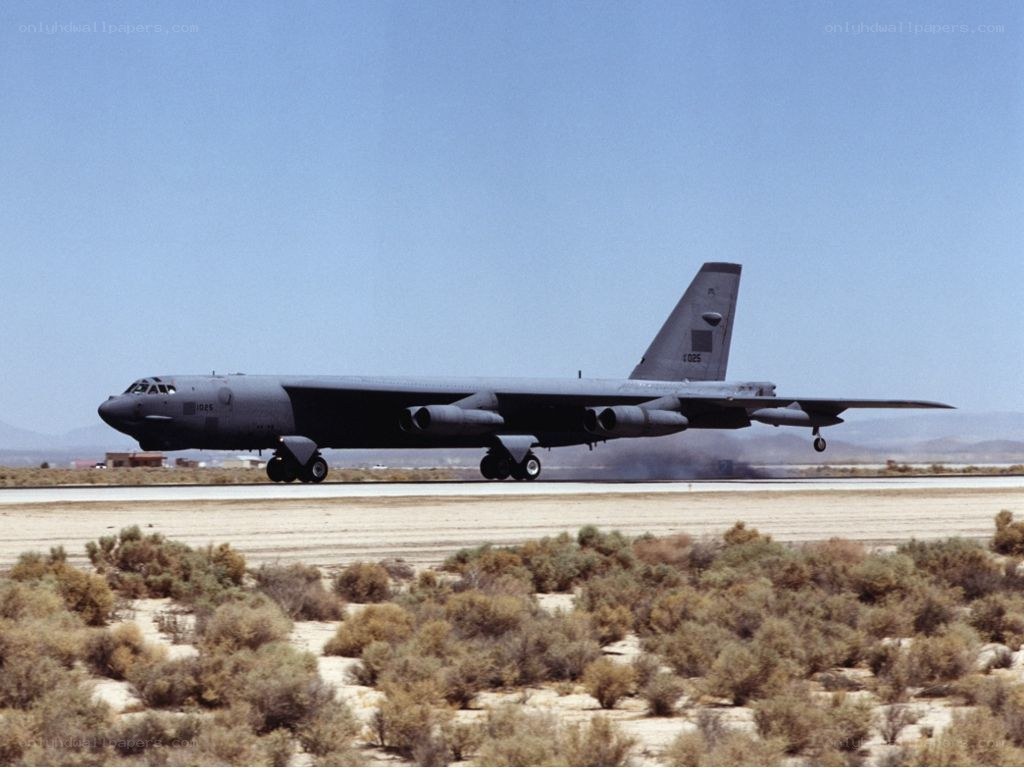 B-52 bomber on runway
