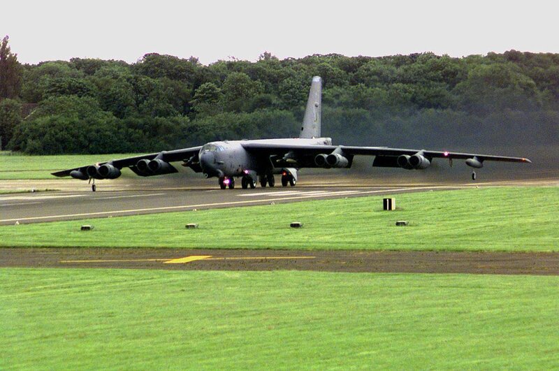 B-52 bomber on runway