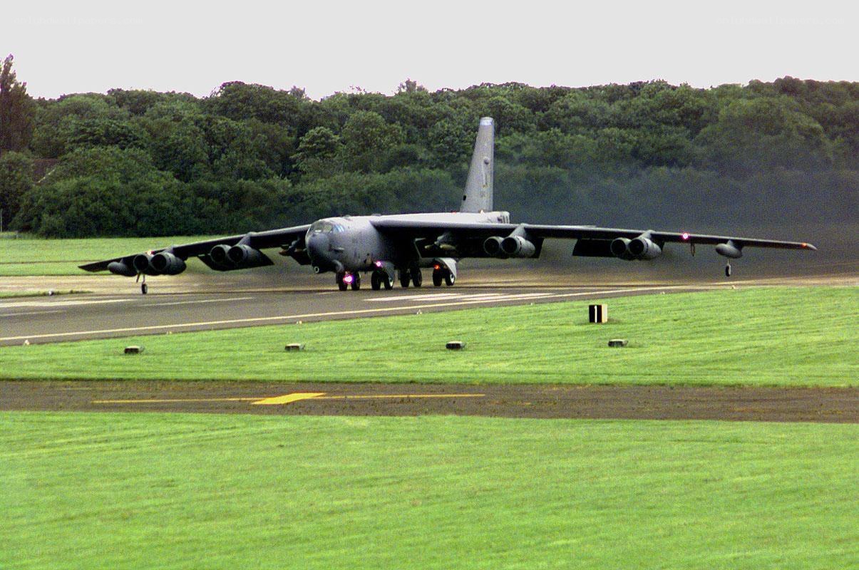 B-52 bomber on runway