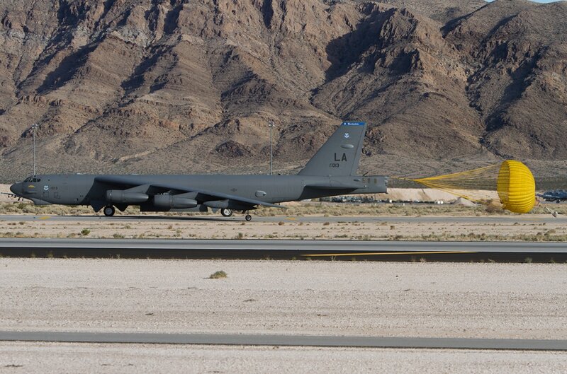 B-52 Bomber on Runway — Gray