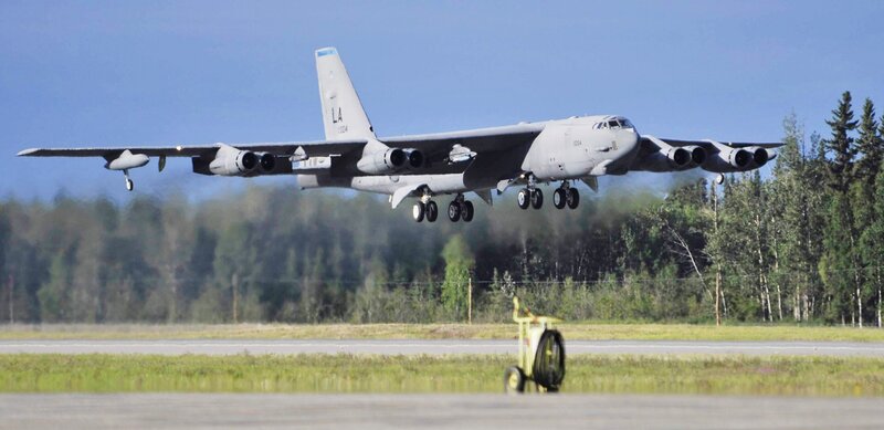 B-52 bomber taking off