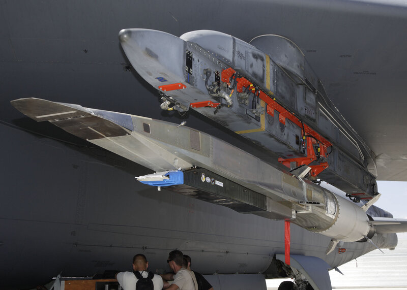 B-52 bomber with missile