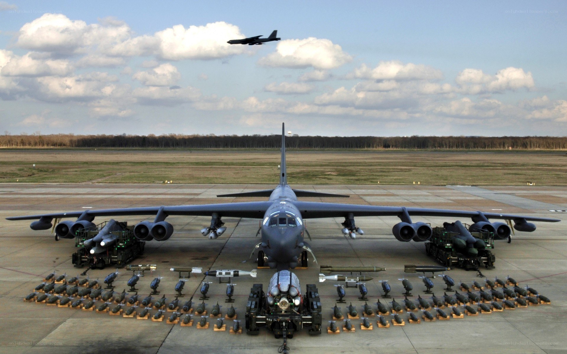 B-52 bomber with weapons display