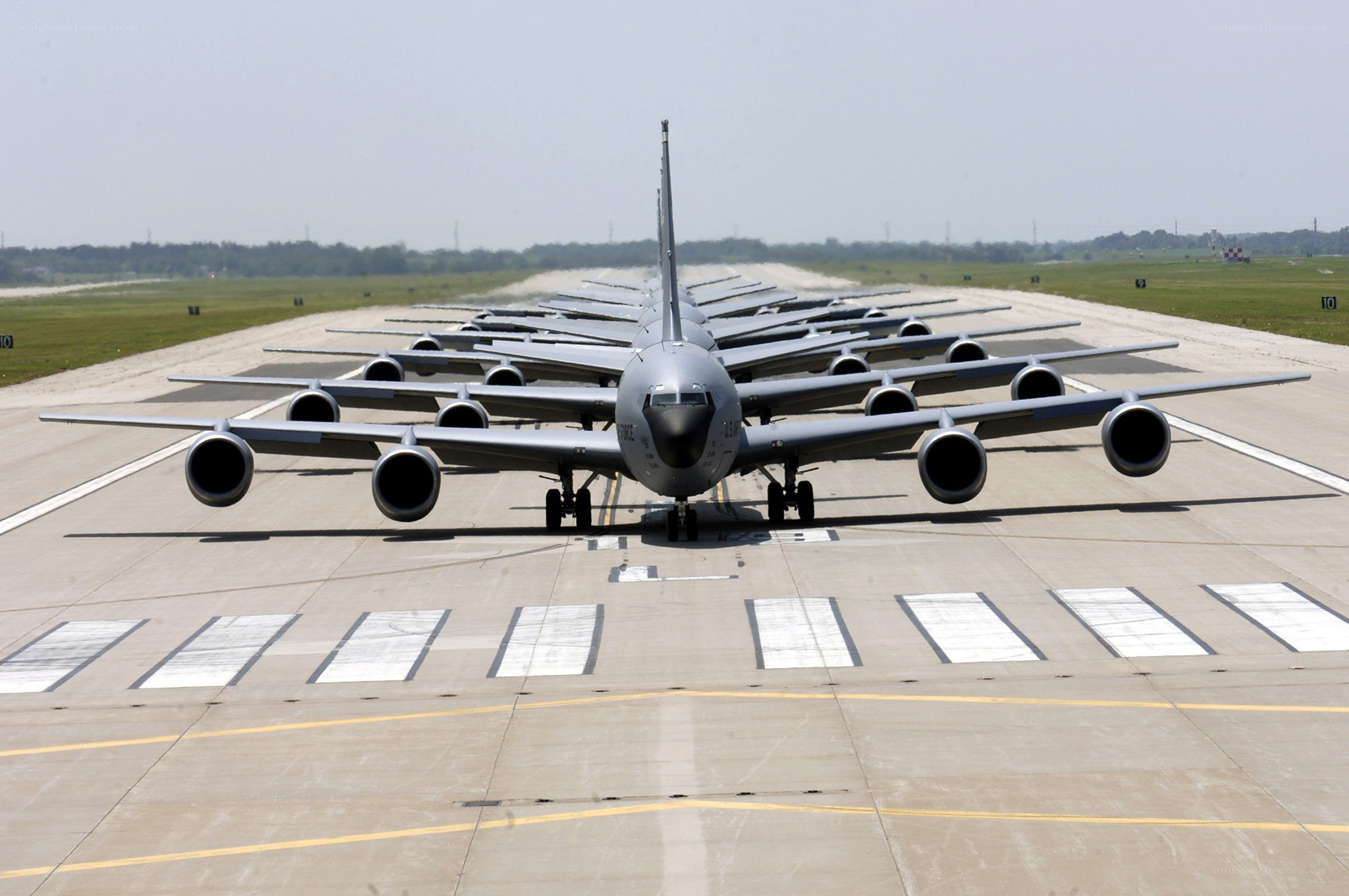 B-52 bombers on a runway