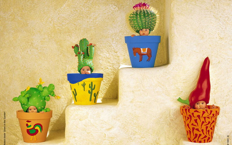 Babies in Cactus Costumes — Yellow