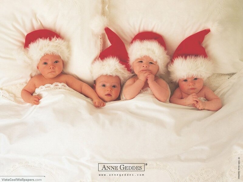Babies in Santa hats