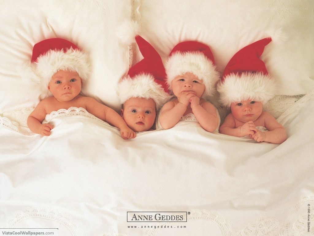 Babies in Santa hats