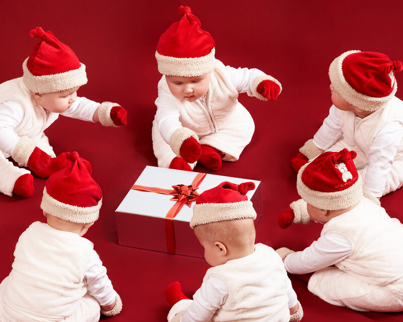 Babies in Santa Hats — Red, Festive, Winter
