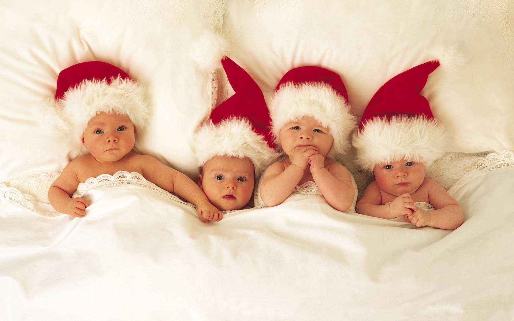Babies in Santa hats