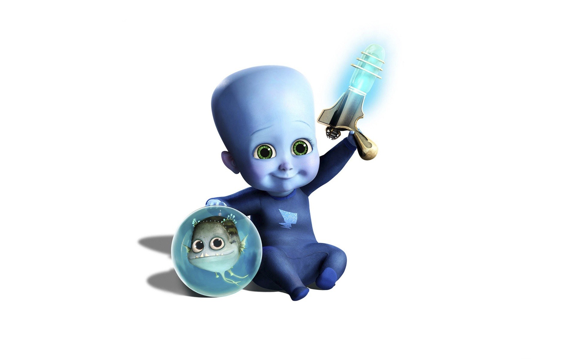 Baby alien with toy and fish
