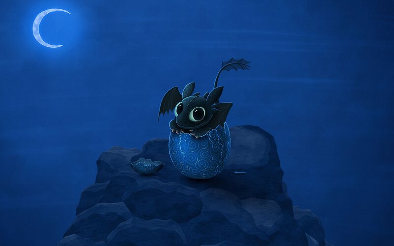 Baby Black Dragon — Blue, Serene