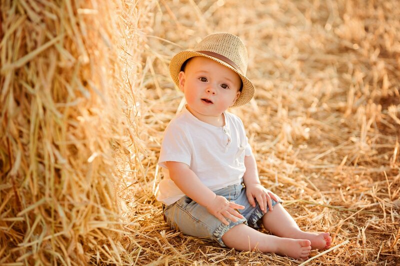 Baby Boy in Straw
