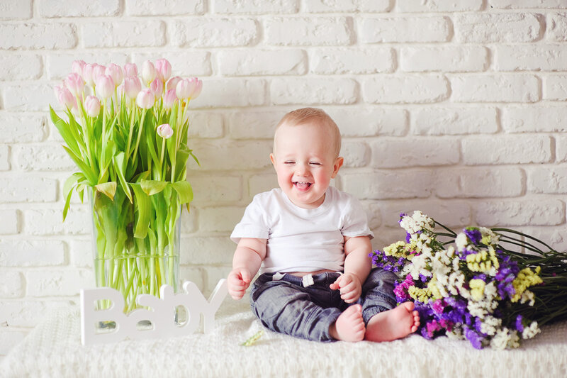 Baby Boy Laughing — White