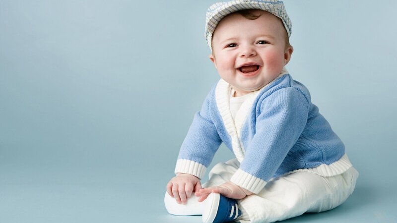 Baby Boy Sitting — Blue