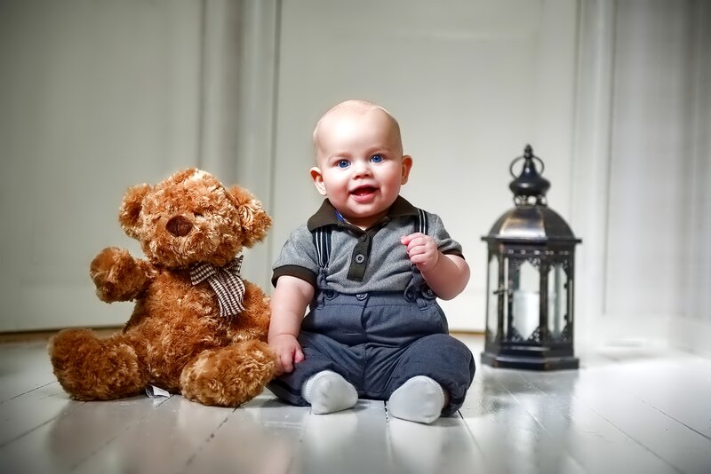 Baby Boy with Teddy Bear