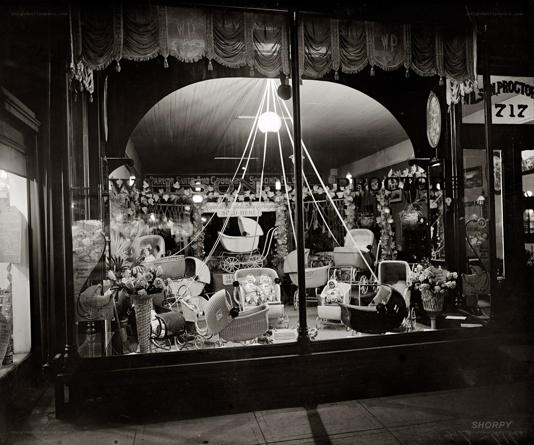 Baby carriage shop window display