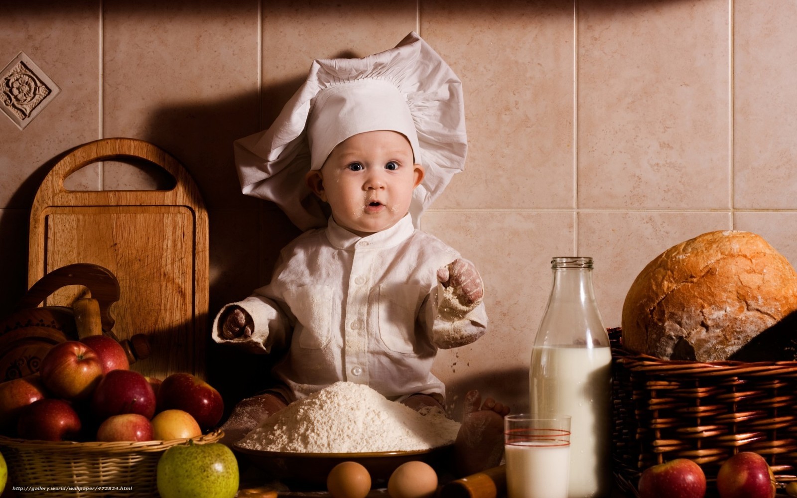 Baby chef in kitchen